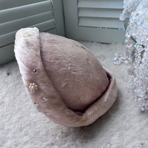 Vintage 1940s Capulet Style Fur Hat with Embellishments Pink Fascinator